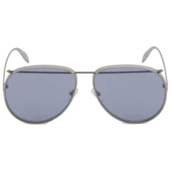Alexander McQueen Eyewear Alexander McQueen - Metal Aviator Piercing Sunglasses - Silver Violet - - Avvenice