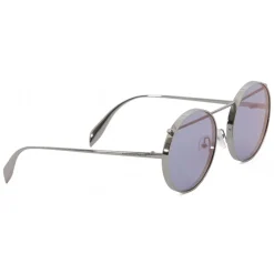 Alexander McQueen Eyewear Alexander McQueen - Metal Round Piercing Sunglasses - Silver Violet - - Avvenice