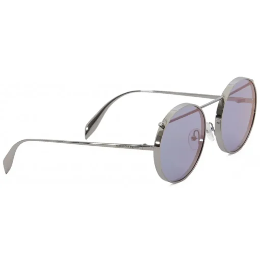 Alexander McQueen Eyewear Alexander McQueen - Metal Round Piercing Sunglasses - Silver Violet - - Avvenice