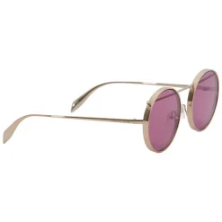 Alexander McQueen Eyewear Alexander McQueen - Metal Round Piercing Sunglasses - Gold Violet - - Avvenice^ Sunglasses & Eyewear