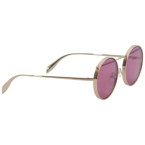 Alexander McQueen Eyewear Alexander McQueen - Metal Round Piercing Sunglasses - Gold Violet - - Avvenice^ Sunglasses & Eyewear