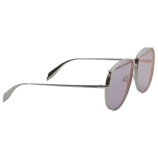 Alexander McQueen Eyewear Alexander McQueen - Metal Aviator Piercing Sunglasses - Silver Violet - - Avvenice