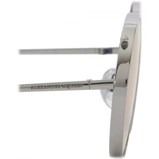 Alexander McQueen Eyewear Alexander McQueen - Metal Round Piercing Sunglasses - Silver Violet - - Avvenice