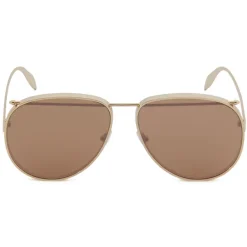 Alexander McQueen Eyewear Alexander McQueen - Piercing Pilot Metal Sunglasses - Gold Brown - - Avvenice^ Sunglasses & Eyewear