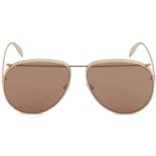 Alexander McQueen Eyewear Alexander McQueen - Piercing Pilot Metal Sunglasses - Gold Brown - - Avvenice^ Sunglasses & Eyewear