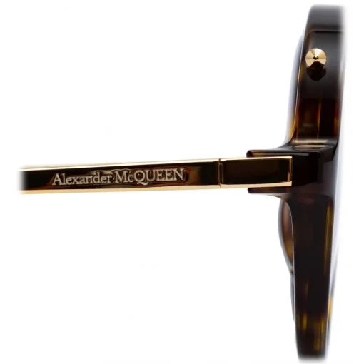 Alexander McQueen Eyewear Alexander McQueen - Piercing Round Acetate Sunglasses - Havana Brown - - Avvenice