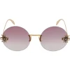 Alexander McQueen Eyewear Alexander McQueen - Spider Jeweled Round Sunglasses - Gold Violet - - Avvenice^ Sunglasses & Eyewear