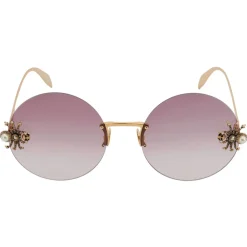 Alexander McQueen Eyewear Alexander McQueen - Spider Jeweled Round Sunglasses - Gold Violet - - Avvenice^ Sunglasses & Eyewear