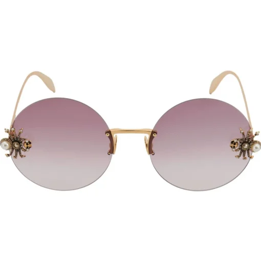 Alexander McQueen Eyewear Alexander McQueen - Spider Jeweled Round Sunglasses - Gold Violet - - Avvenice^ Sunglasses & Eyewear