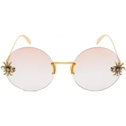 Alexander McQueen Eyewear Alexander McQueen - Spider Jeweled Round Sunglasses - Gold Pink - - Avvenice