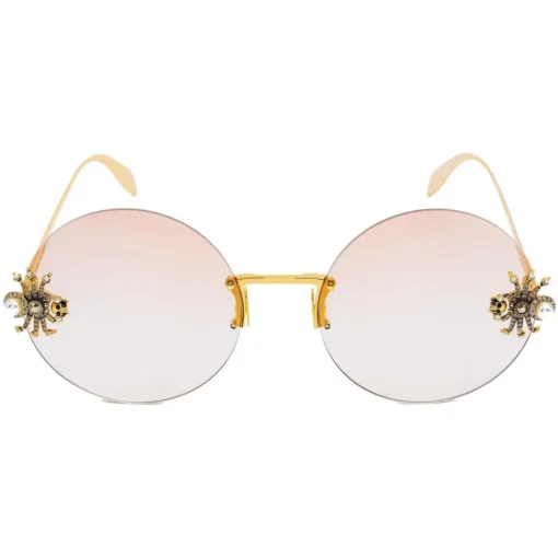 Alexander McQueen Eyewear Alexander McQueen - Spider Jeweled Round Sunglasses - Gold Pink - - Avvenice
