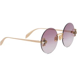 Alexander McQueen Eyewear Alexander McQueen - Spider Jeweled Round Sunglasses - Gold Violet - - Avvenice^ Sunglasses & Eyewear