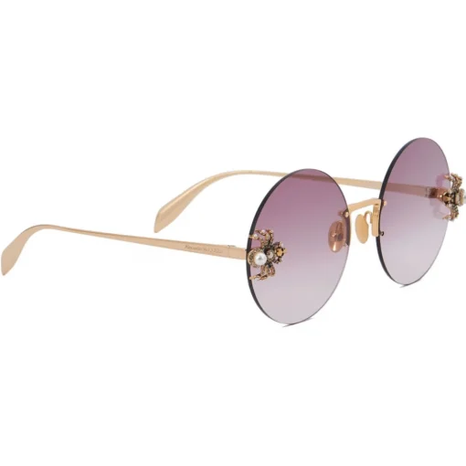 Alexander McQueen Eyewear Alexander McQueen - Spider Jeweled Round Sunglasses - Gold Violet - - Avvenice^ Sunglasses & Eyewear