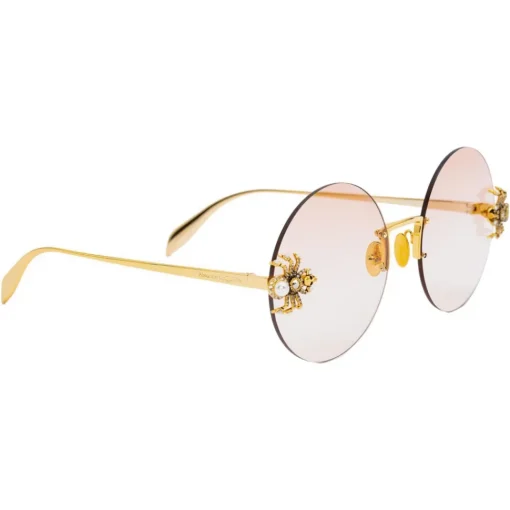 Alexander McQueen Eyewear Alexander McQueen - Spider Jeweled Round Sunglasses - Gold Pink - - Avvenice