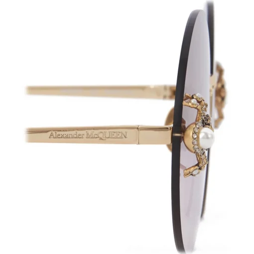 Alexander McQueen Eyewear Alexander McQueen - Spider Jeweled Round Sunglasses - Gold Violet - - Avvenice^ Sunglasses & Eyewear