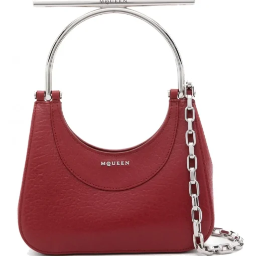 Alexander McQueen - T-Bar Mini Bag - Red Silver - Exclusive Luxury Collection - Avvenice