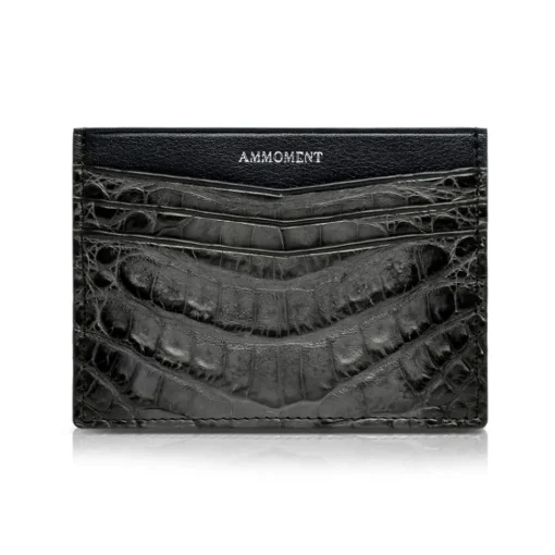 Ammoment - Caiman in Degrade Coal New Age - Leather Credit Card Holder - Avvenice^ Wallets