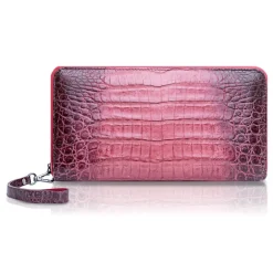 Ammoment - Caiman in Degrade Terracota-Black - Leather Large Long Zipper Wallet - Avvenice^ Wallets