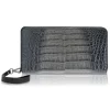 Ammoment - Caiman in Degrade Coal New Age - Leather Large Long Zipper Wallet - Avvenice^ Wallets