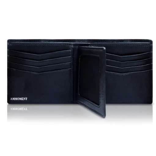 Ammoment - Caiman in Degrade Navy-Black - Leather Bifold Wallet with Center Flap - Avvenice^ Wallets
