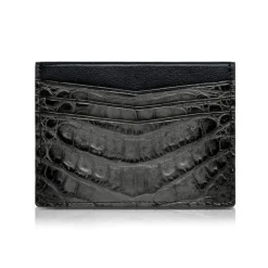 Ammoment - Caiman in Degrade Coal New Age - Leather Credit Card Holder - Avvenice^ Wallets