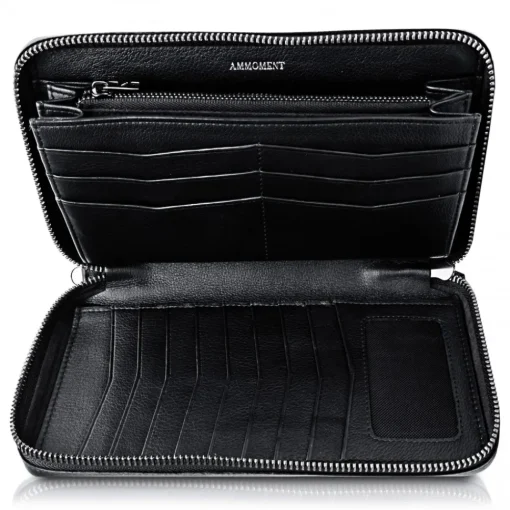 Ammoment - Caiman in Degrade Coal New Age - Leather Large Long Zipper Wallet - Avvenice^ Wallets