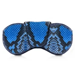Ammoment - Eyeglass Case - Python in Alien Blue Metallic - Luxury Eyeglass Leather Cover - Avvenice^ Sunglasses & Eyewear