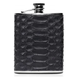 Ammoment - Hip Flask - Python in Black - Luxury Stainless Steel Hip Flask in Leather - Avvenice^ Accessories | Other Accessories
