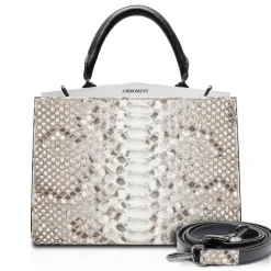 Ammoment - Jena Handbag Large in Python - Roccia - Luxury High Quality Leather Bag - Avvenice^ Bags