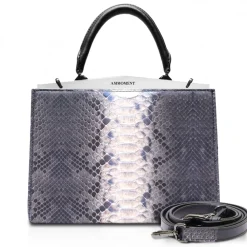 Ammoment - Jena Handbag Large in Python - Baikal Blue - Luxury High Quality Leather Bag - Avvenice^ Bags