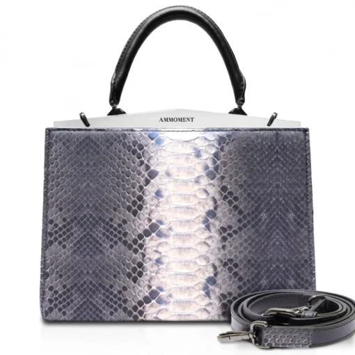 Ammoment - Jena Handbag Large in Python - Baikal Blue - Luxury High Quality Leather Bag - Avvenice^ Bags