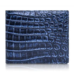 Ammoment - Nile Crocodile in Antique Navy - Leather Bifold Wallet - Avvenice^ Wallets