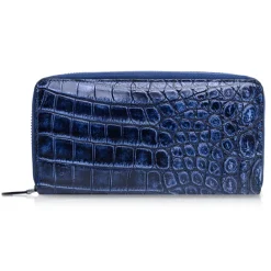 Ammoment - Nile Crocodile in Antique Navy - Leather Long Zipper Wallet - Avvenice^ Wallets