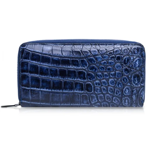 Ammoment - Nile Crocodile in Antique Navy - Leather Long Zipper Wallet - Avvenice^ Wallets