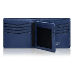Ammoment - Nile Crocodile in Antique Navy - Leather Bifold Wallet with Center Flap - Avvenice^ Wallets
