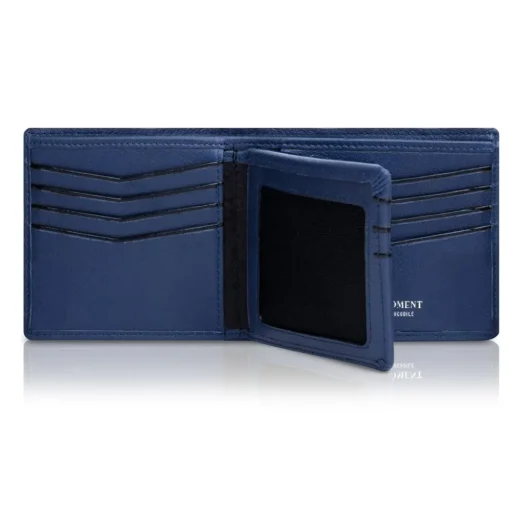 Ammoment - Nile Crocodile in Antique Navy - Leather Bifold Wallet with Center Flap - Avvenice^ Wallets