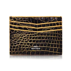 Ammoment - Nile Crocodile in Crack Black and Gold - Leather Credit Card Holder - Avvenice^ Wallets