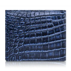 Ammoment - Nile Crocodile in Antique Navy - Leather Bifold Wallet - Avvenice^ Wallets