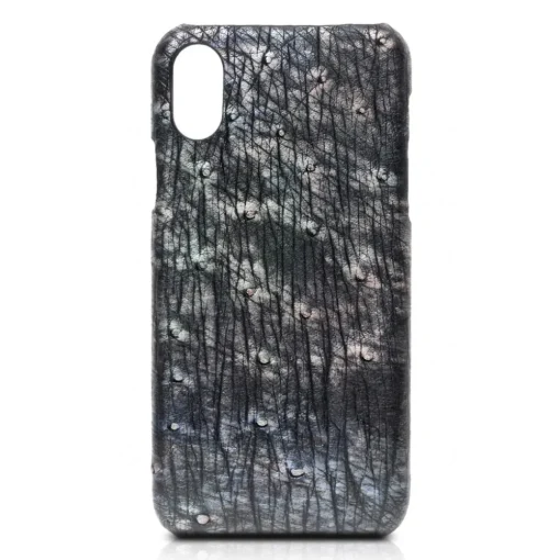 Ammoment - Ostrich in Tahitian Pearl - Leather Cover - iPhone X - Avvenice^ Case