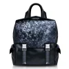 Ammoment - Ostrich in Tahitian Pearl Black - Leather Zane Small Backpack - Avvenice^ Backpacks