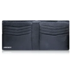 Ammoment - Ostrich in Tahitian Pearl Black - Leather Bifold Wallet - Avvenice