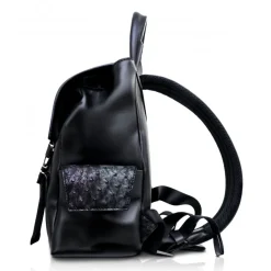 Ammoment - Ostrich in Tahitian Pearl Black - Leather Zane Small Backpack - Avvenice^ Backpacks