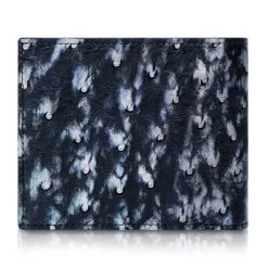Ammoment - Ostrich in Tahitian Pearl Black - Leather Bifold Wallet - Avvenice