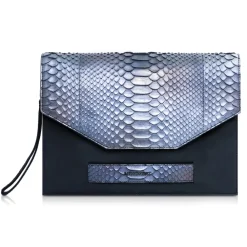 Ammoment - Python in Calcite Grey - Leather Pete Clutch Bag - Avvenice^ Bags