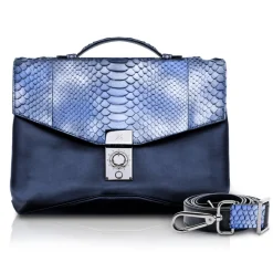Ammoment - Python in Calcite Blue - Leather Briefcase -  Orion Business Bag - Avvenice^ Bags