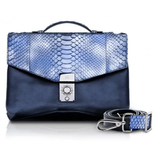 Ammoment - Python in Calcite Blue - Leather Briefcase -  Orion Business Bag - Avvenice^ Bags
