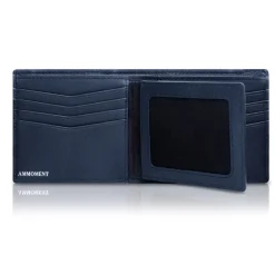 Ammoment - Python in Calcite Blue - Leather Bifold Wallet with Center Flap - Avvenice