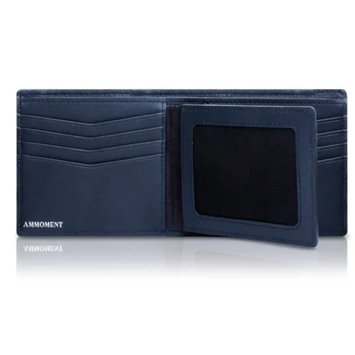 Ammoment - Python in Calcite Blue - Leather Bifold Wallet with Center Flap - Avvenice