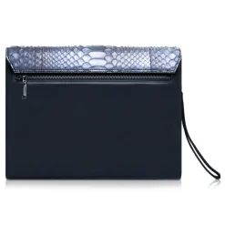 Ammoment - Python in Calcite Grey - Leather Pete Clutch Bag - Avvenice^ Bags
