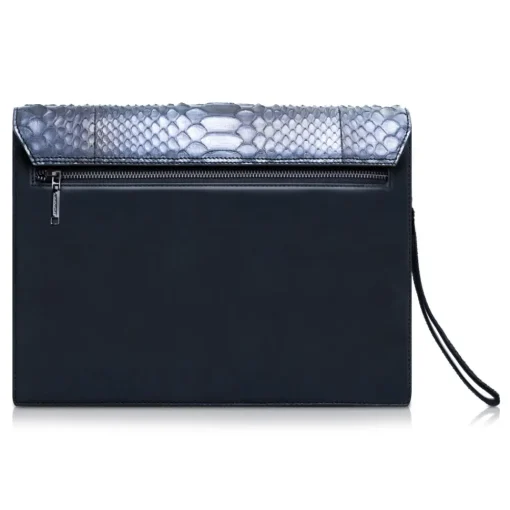Ammoment - Python in Calcite Grey - Leather Pete Clutch Bag - Avvenice^ Bags